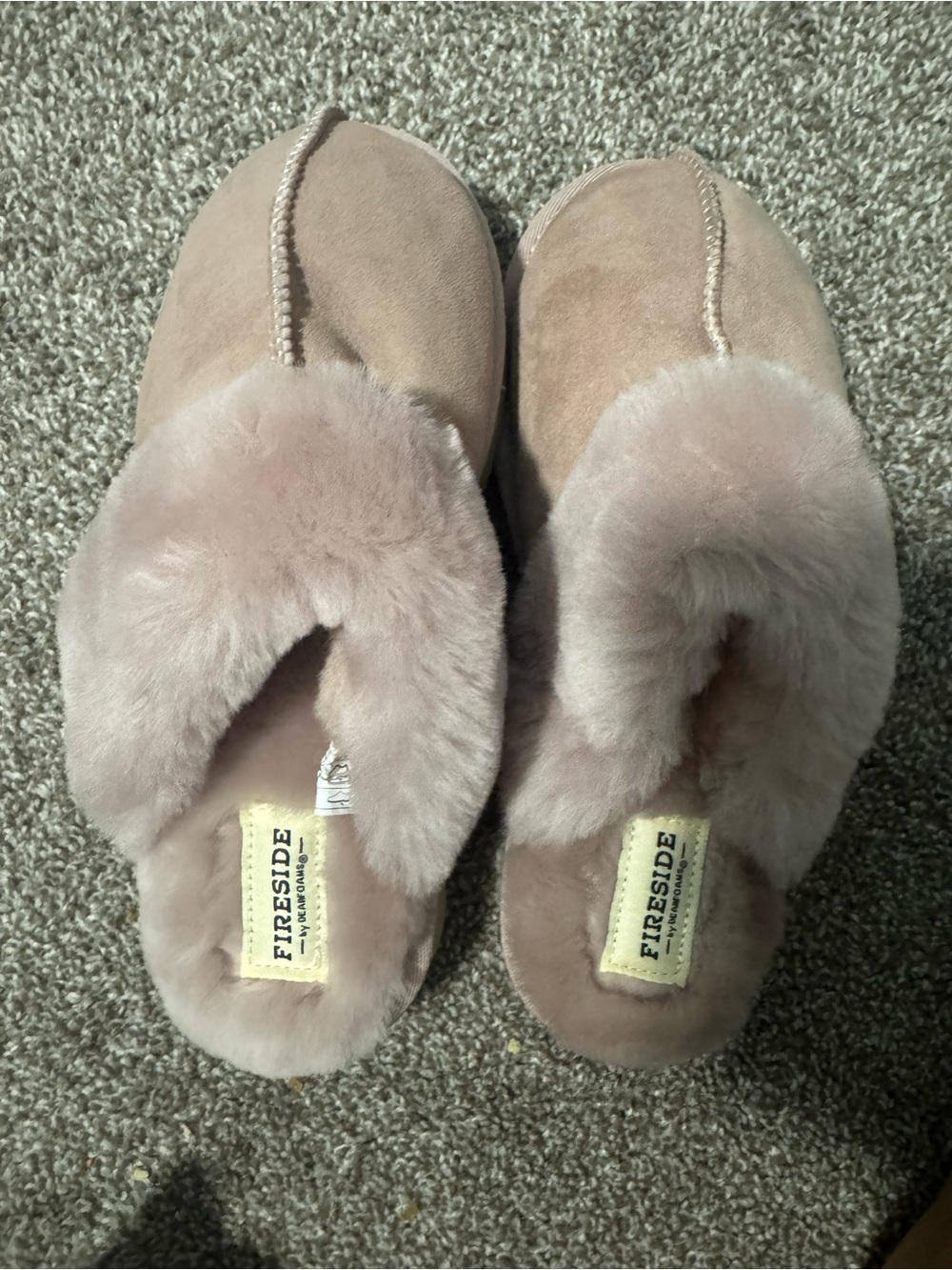Fireside Plush Slip-On Slippers in Dusty Pink
